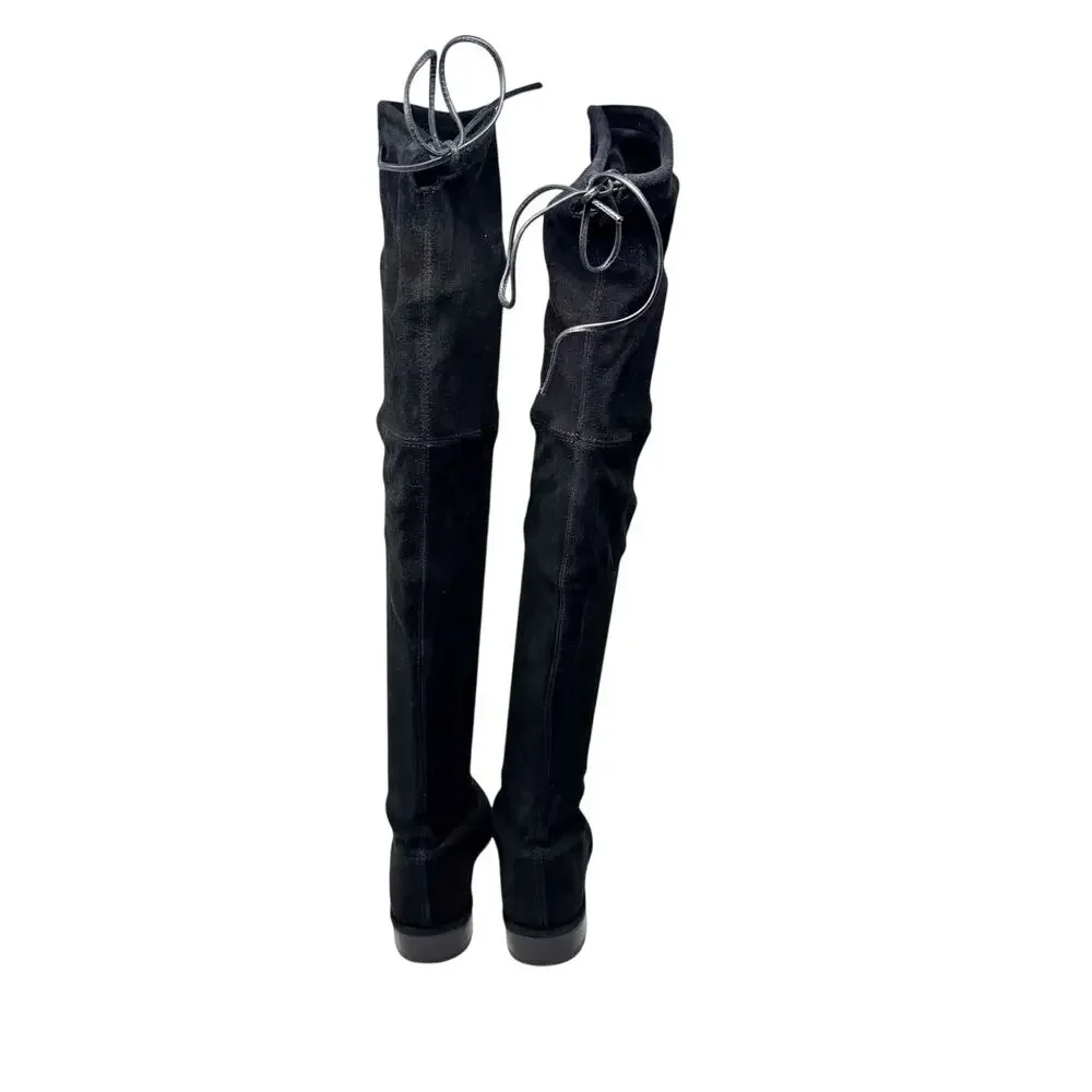 Stuart Weitzman Lowland Over the Knee Boots Black Suede Size 4